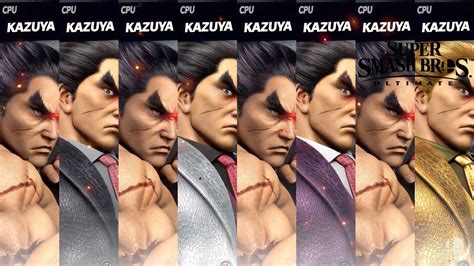 Super Smash Bros Ultimate All Kazuya 8 Skins Gameplay Youtube