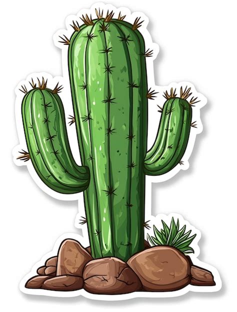 Un Dibujo De Dibujos Animados De Un Cactus Con Una Pegatina Que Dice