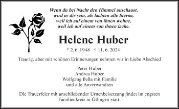 Traueranzeigen Von Helene Huber Schwarzw Lder Bote Trauer