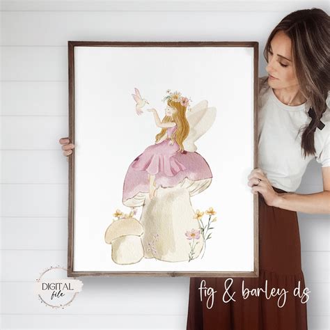 Sch Ne Fee Sitzt Auf Einem Pilz Druck Fee Druck Geheime Fee Druck Rosa Fee Auf Pilz Blonde