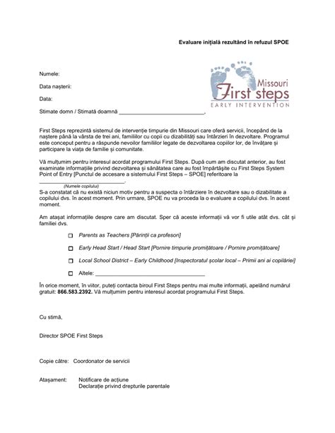 Missouri Spoe Refuse Initial Evaluation Letter Romanian Fill Out