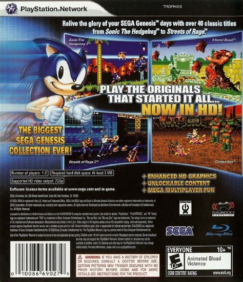Sega Sonic PS3 Game, Ultimate Genesis Collection, E10+ Rating, 1 Player ...