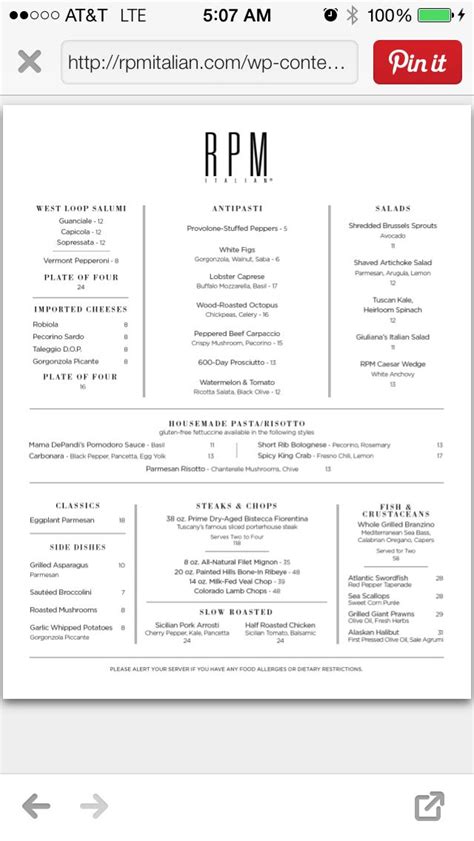 Rpm Italian Gf Menu Shredded Brussel Sprouts Menu Restaurant Provolone