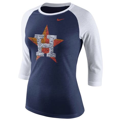 Womens Houston Astros Nike Navy Logo Tri Blend Three Quarter Sleeve