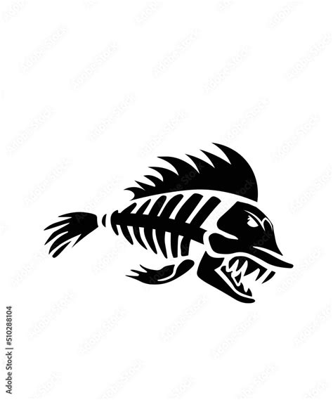 Fish Svg Fish Bones Svg Angry Fish Skeleton Svg Fishing Svg