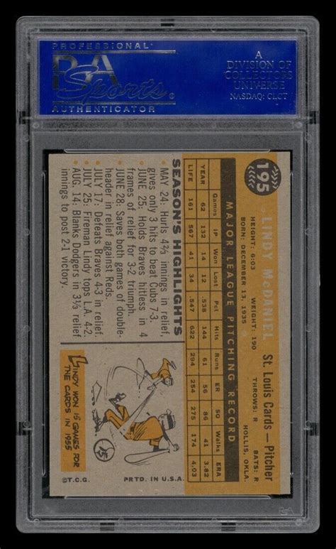 1960 Topps Set Break 195 Lindy McDaniel PSA 7 NM EBay