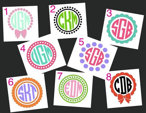 Circle Monogram Border Sticker Monogram Decal Car by OopsieDaysi