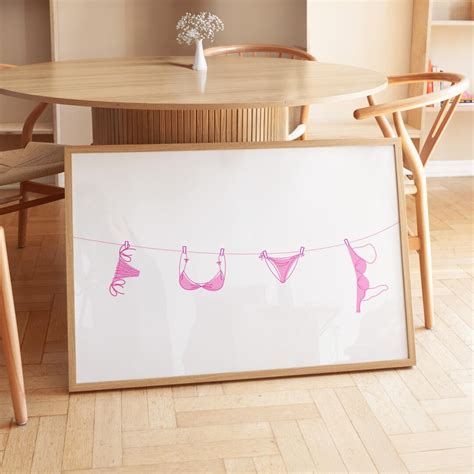 Pink Bikini Horizontal Print Bathing Suit Poster Beachy Prints