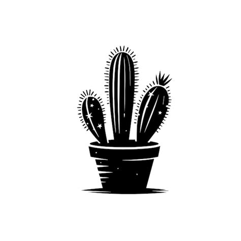 Cactus Silhouette Cactus Vector Design Cactus Logo Icon Premium AI