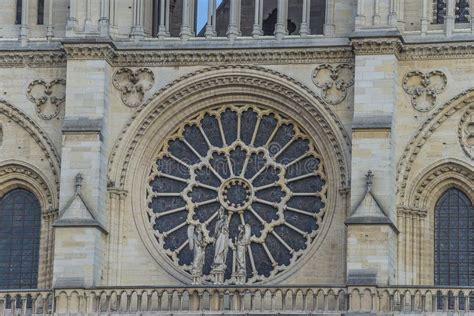 Notre Dame Cathedral Rose Window Stock Photo - Image of famous, tower ...