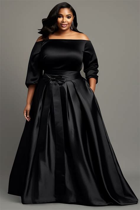 Xpluswear Design Plus Size Semi Formal Elegant Black Off The Shoulder 3