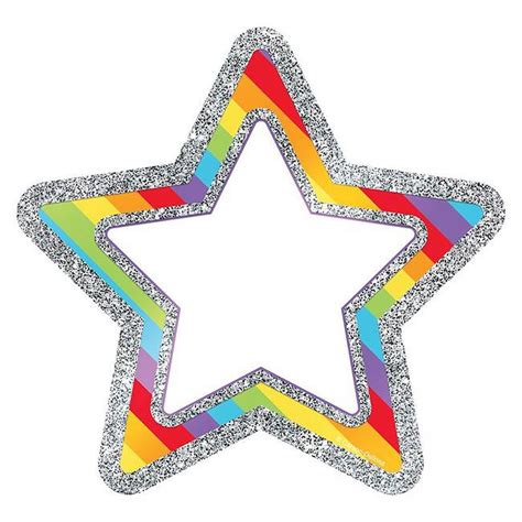 Carson Dellosa Cd 120246 3 Rainbow Glitter Stars Cut Outs Sparkle