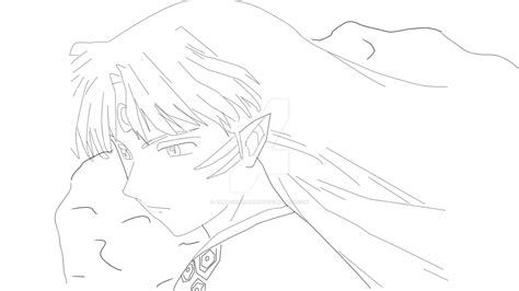 Sesshomaru Line Art By Almachiaraalex On Deviantart