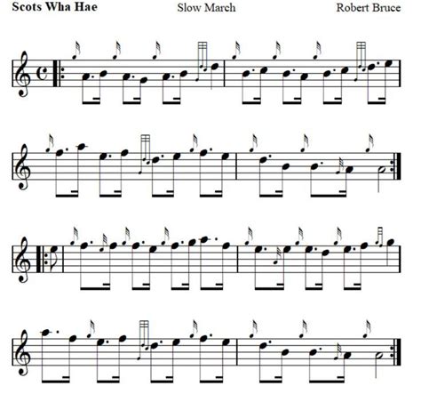 Sheet Music With The Words Scotty Whae Slow March