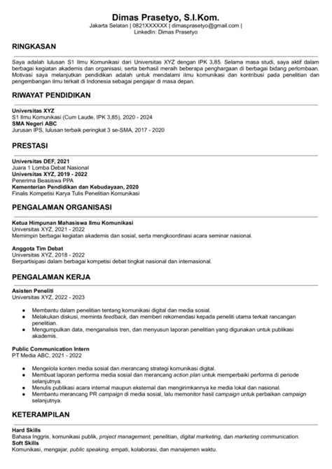 Contoh Cv Beasiswa Format Penulisan Dan Tips Membuatnya