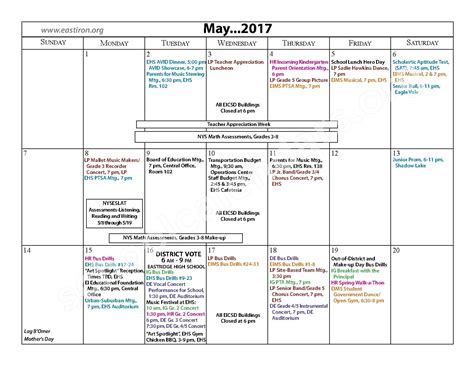 2016 - 2017 Calendar & Parent Guide | East Irondequoit Central School ...