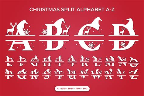 Christmas Split Alphabet Svg Graphic By Pin Crafter · Creative Fabrica