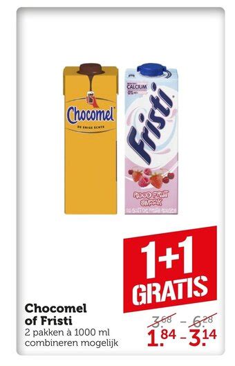 Chocomel of Fristi 2 pakken à 1000 ml combineren mogelijk aanbieding