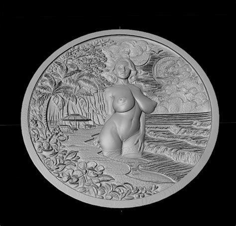 Nude Stl File Coin Style For D Print Or Cnc Router Beach Stl File For Cnc Machining