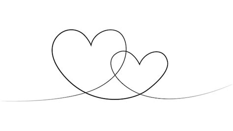 Premium Vector Two Hearts Are Drawn With Line Continuous One Line