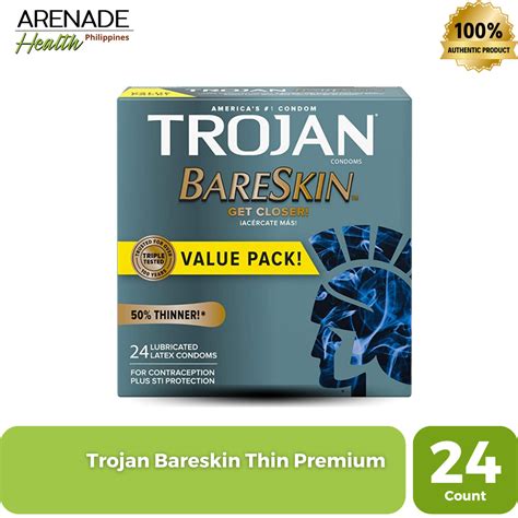 Trojan Bareskin Thin Premium Lubricated Latex Condoms Lazada Ph