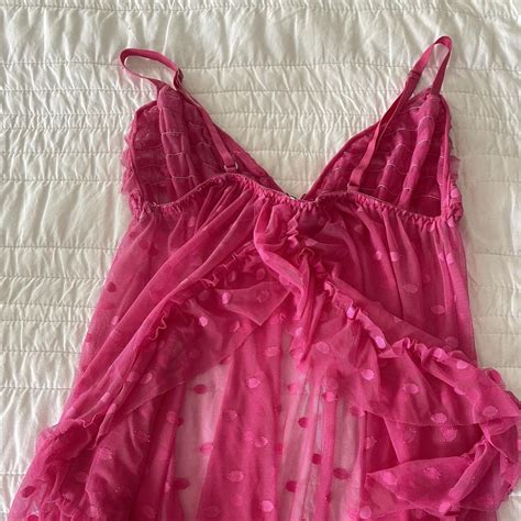 Vintage Hot Pink Babydoll Slip Dress Has An Open Depop