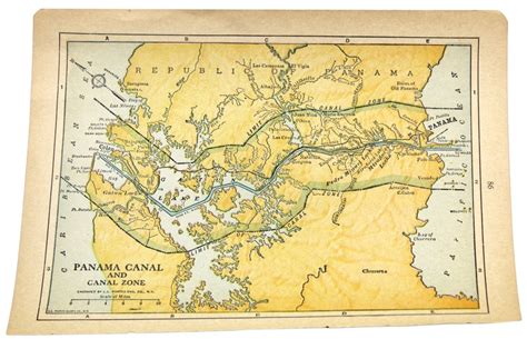 panama canal  canal zone map engraved  ll poates
