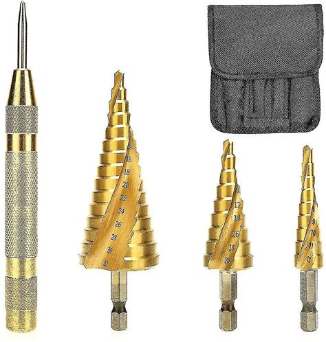 Hss Step Drill Metal Set With Automatic Center Punch Professional