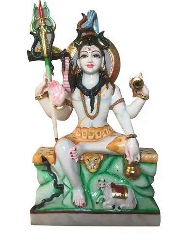 Painted Hindu Multicolor Marble Shiva Statue For Worship Size 3 Feet