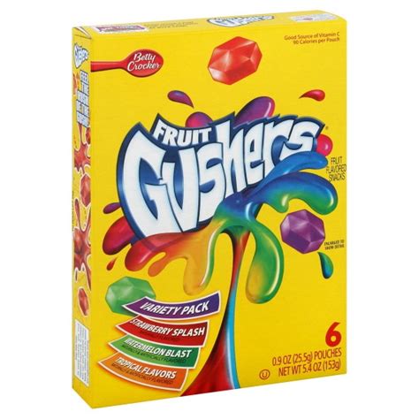 Betty Crocker Fruit Gushers Fruit Snacks Variety Pack 6 Ct