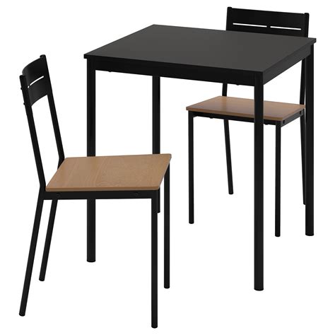 Sandsbergsandsberg Meja Dan 2 Kursi Hitamhitam 67x67 Cm Ikea