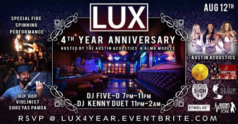 Lux Lounge's 4 Year Anniversary, Austin TX - Aug 28, 2018 - 8:00 PM