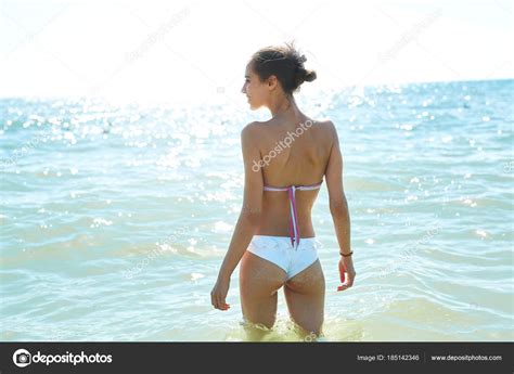 Beautiful Sexual Woman In Bikini Against The Sea And Sky Stock Photo Matehavitaliy 185142346