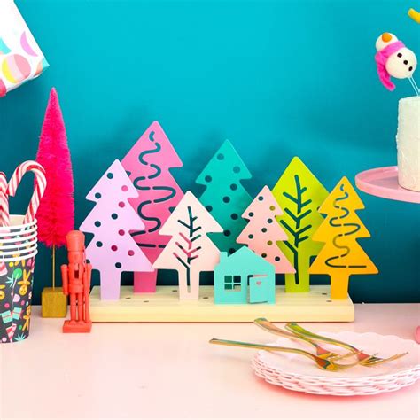 Colorful Tree Forest Christmas Decor - DIY Holiday Crafts