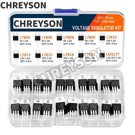 60Pcs-10value-L7805-L7806-L7808-L7809-L7810-L7812-L7815-L7818-L7824 ...