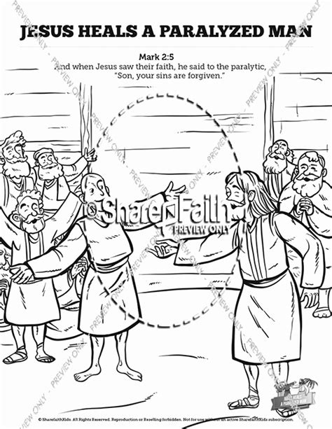 Jesus Heals The Paralyzed Man Colouring Pages At Free Printable Colorings