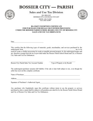 Fillable Online Bossiercity Certificate Of Governmental Exemption