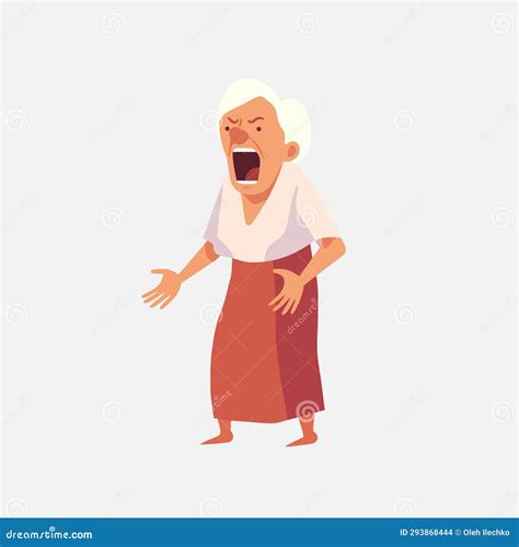 Old Woman Shouts Vector Flat Minimalistic Isolated Illustration Stock