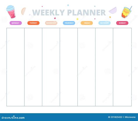 Weekly Planning Template. Week Schedule, School Study Plan. Cute Page ...