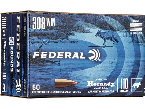 Federal Varmint Predator 308 Winchester Ammo 110 Grain Hornady V Max