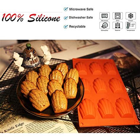 Lot de 2 moules à madeleines en silicone anti adhésif en forme de