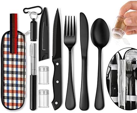 Amazon Travel Utensils Reusable Silverware Set To Go Portable