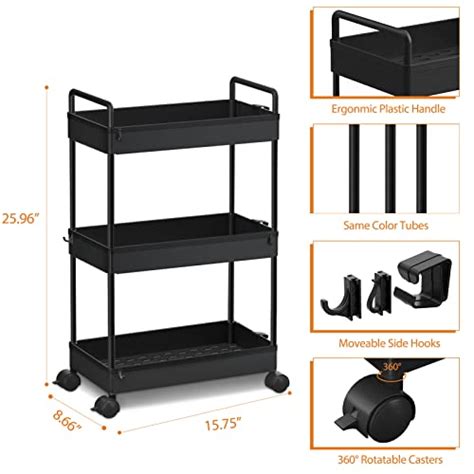 Ronlap Tier Multi Purpose Storage Trolley Mobile Shelving Unit With