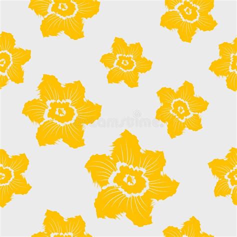 Narcissus Daffodils Seamless Spring Floral Pattern Stock Illustration