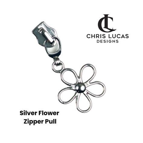 Silver Flower Zipper Pull Chris Lucas Designs