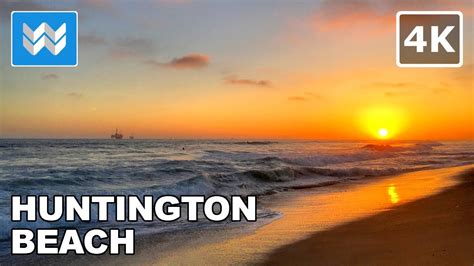 4k Sunset At Huntington Beach California Usa Walking Tour Relaxing