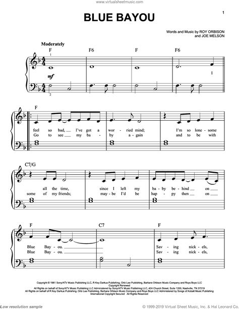 Ronstadt Blue Bayou Sheet Music For Piano Solo Pdf