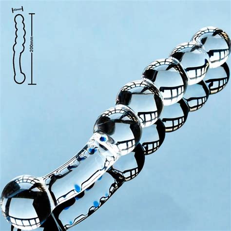 Large Glass Dildo Beads Crystal Artificial Pyrex Glass Female Dildo DikToy
