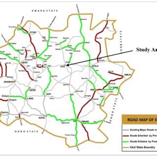 Map of Ekiti State Showing Oye-Ekiti. Adapted from Ekiti Road Map ...