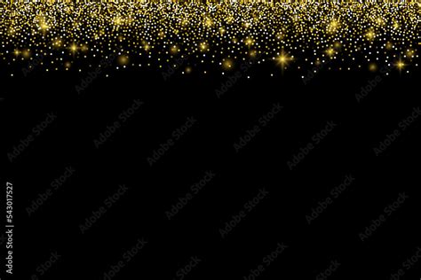 Gold glitter border with sparkles. Vector illustration. Stock Vector ...